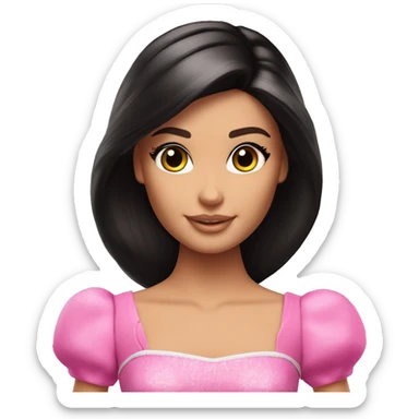 One Attractive Barbie perfect face tan fairy princess short dark hair half up half down style sticker