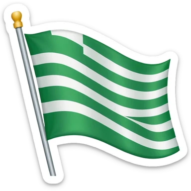 A red flag with a vertical and horizontal white stripe and two diagonal green stripes sticker