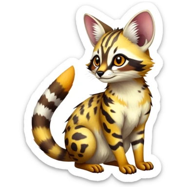 Exotic randomly colored colorful light cute lush warm-colored Fakémon-Fionbri-Vernid-Genet-creature with markings (full body) sticker