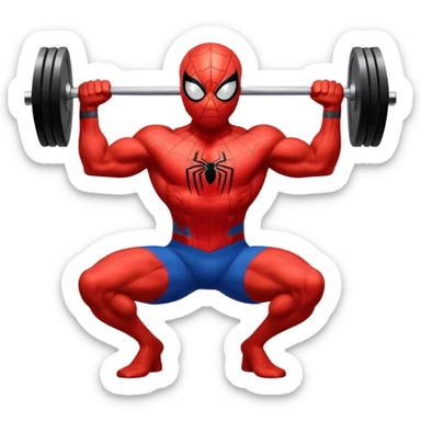 Spider-Man lifting weights at the gym sticker