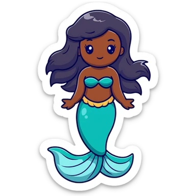 black mermaid with dark skin sticker