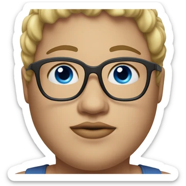 Overweight woman blue eyes glasses sticker