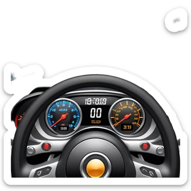 An icon showing a racing game interface, inspired by Grand Turismo. The design features a garage with a selection of high-performance cars, along with race track visuals in the background. Speedometer, lap timer, and other HUD elements add to the excitement. Transparent background sticker