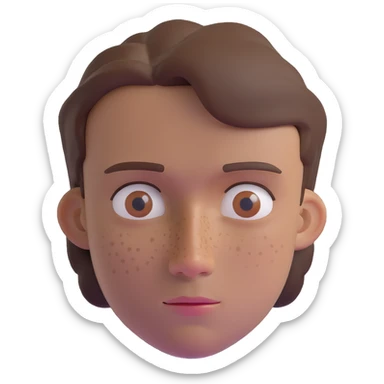 Polish man with medium length brown hair and freckles around his left eye sticker