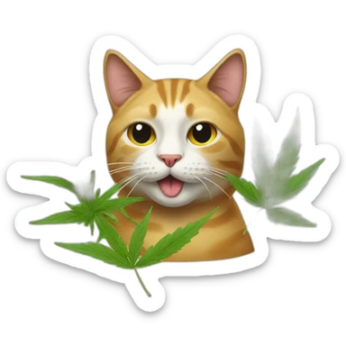 cat with a weed cigarette in its mouth sticker