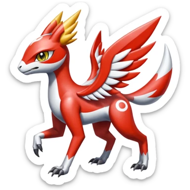 Shiny Colorful Meloetta-Latias-Koraidon-Peppercat-Wargreymon-Protogen-Pokémon-Digimon-Fakémon-fusion-hybrid-creature sticker