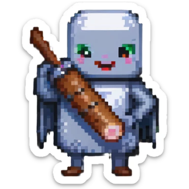 happy sausage character with a bat sticker