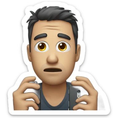 sad man taking a selfie wiith his phone while crying sticker