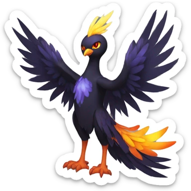 Fantasy legendary godly dark bird shadow-type-Phoenix Fakemon full body sticker
