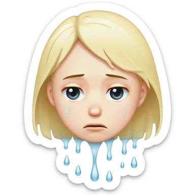 A wet person drained, and sad looking down, feeling like quitting sticker