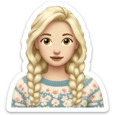 Knit floral sweater blond beautiful finnish girl sticker