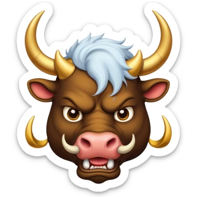 angry winter New Year's with golden horns bull emoji sticker
