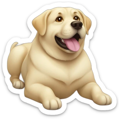 fat dwarf labrador stretching sticker