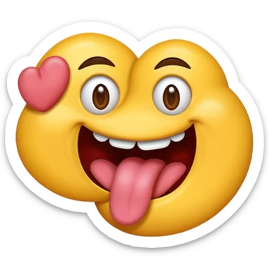 Tongue sticking out between twofingers sticker