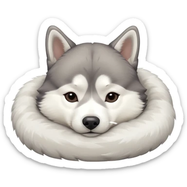 husky dog sleeping on the floor sticker