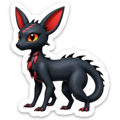 Shiny Dark Edgy Gothic Gloomy Futuristic Salandit-Umbreon-Noibat-Litten-Hybrid (Full body) sticker