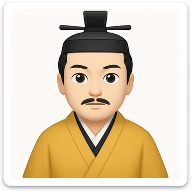 Make the emperor's robe one solid color and ensure he is wearing a kanmuri hat in emoji style sticker