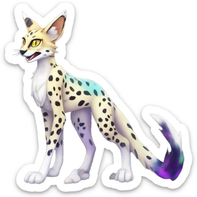Epic Edgy Colorful ethereal eldritch Sergal-shiny Serval-Fionbri full body sticker