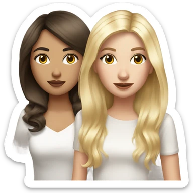 Realistic Russian Brunette hair girl and a blonde haired bestie  sticker
