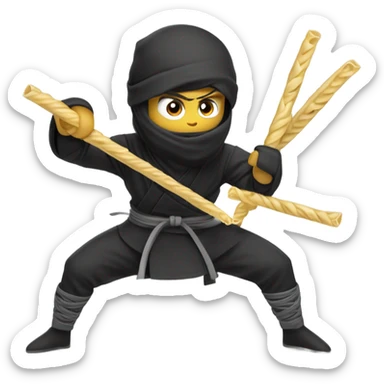Ninja battle between macaroni noodle and a penne noodle sticker