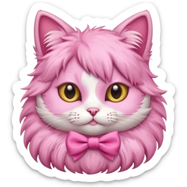 cute cat pink with bow sticker