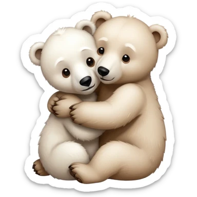 Emoji of a brown bear cub and a polar bear cub Hugging sticker