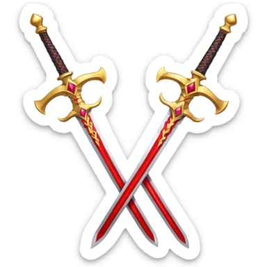 Two powerful on fire golden fiery royal crossed swords sticker