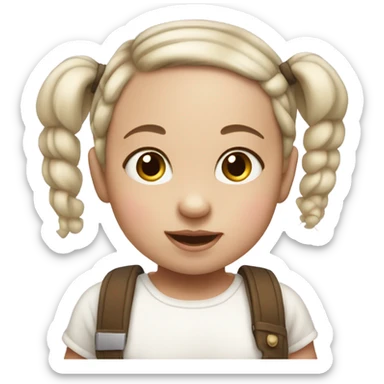  baby white girl with pigtails  sticker