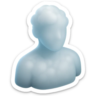 person made entirely of voluminous bright clouds, shoulder up, front view, matte glass style sticker