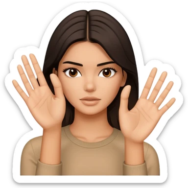 kendall jenner sagt stop und zeig mit einer handinnefläche stop ihre finger liegen aneinander sticker