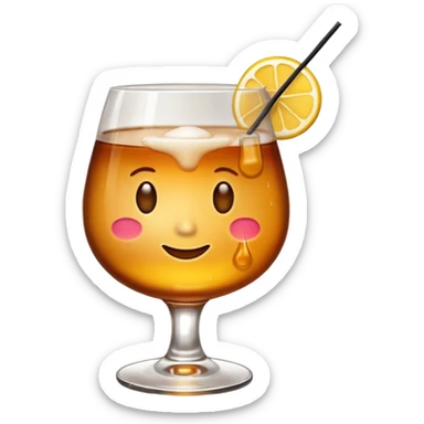 Emoji with an amaretto sour cocktail whiskey glass sticker