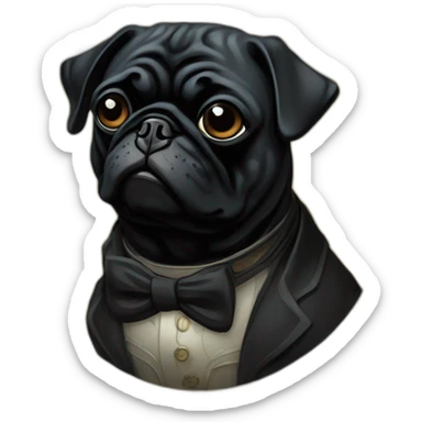 A cyberpunk black pug in Art Nouveau style during 1910 sticker