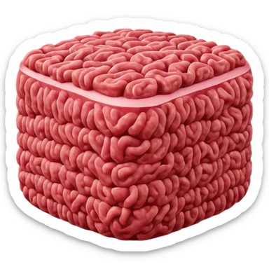 raw ground meat object icon, fresh minced beef, 3D cartoon, mobile game icon style, clean background, soft shadow, no text, no watermark
 sticker