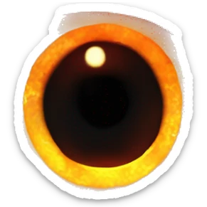 Eye of Sauron with glowing orange iris, set in a dark tower. sticker