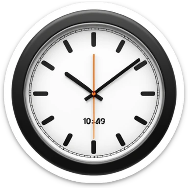 necesito un reloj, ilustrado minimalista, a blancoy negro, con linea delgada , como un icono, que marque las 10 am, sin logo de marca, un reloj de pared sticker