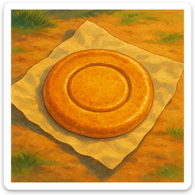 ghibli style dalgona candy with circle shape, inspired by Squid Game sticker