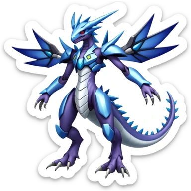  Cool Edgy Shiny Godly Ethereal Digimon-Genesect-Dialga-Reptile-hybrid full body sticker