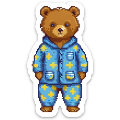 bear in blue pajamas standing sticker