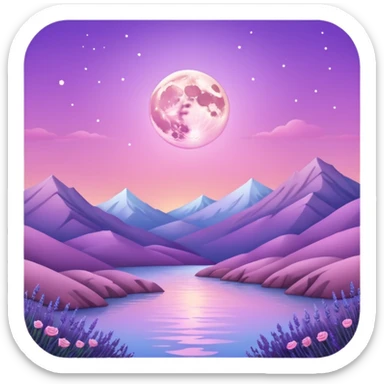 Shiny pastel rose-pink-lavender-violent-gradient moon sunset aesthetic realistic real life scenery landscape sticker