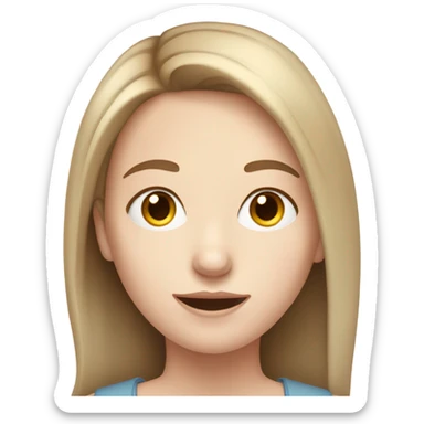 A teenage girl with pale skin and brown medium length hair  sticker
