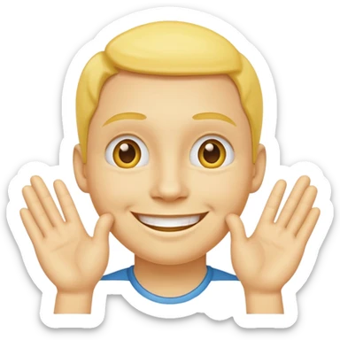 yellow smiling face with both hands under chin sticker