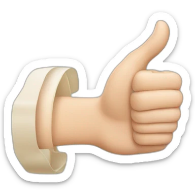 Thumb up with A hand splint that covers almost the entire hand sticker