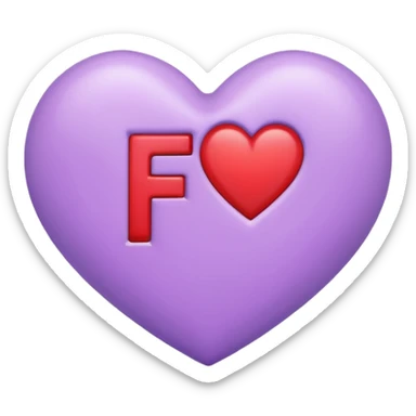 un corazon rojo CON LA LETRA F EN EL CENTRO DE COLOR LILA sticker