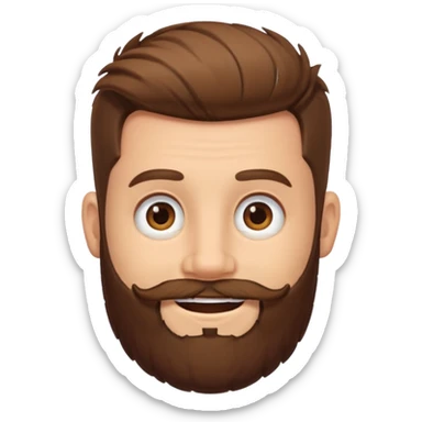 man, stubby hair, brown eyes, full beard, smiling sticker