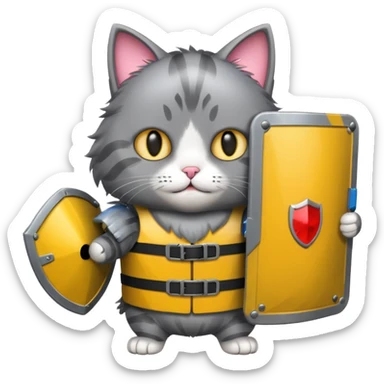 Cat with a riot shield sticker