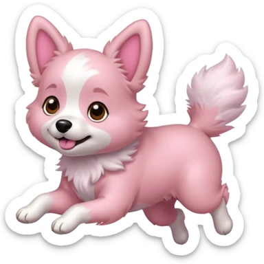 pink girly dog jumping in the air sticker