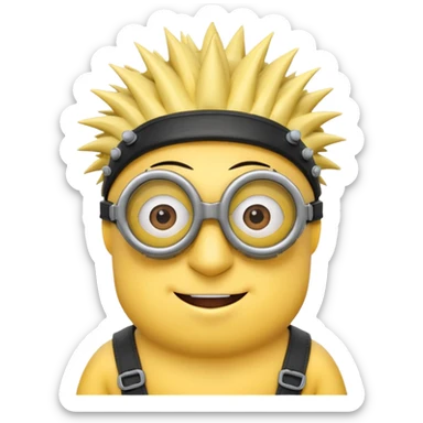 Minion emoji with a round head like normal emojis and a smurk like this emoji but a minion so basically that emoji with the goggles and the hair and not a funny head shape 😏 sticker