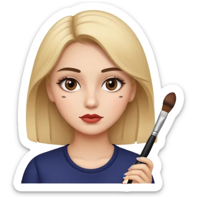 Girl applying makeup sticker