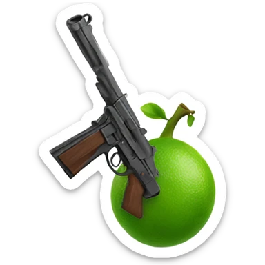 a lime holding a gun sticker