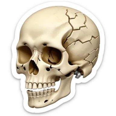 Exploded skeleton head sticker